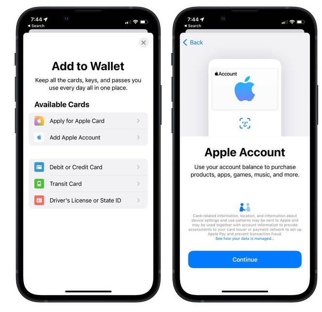 张湾苹果手机维修分享iOS 15.5钱包App如何添加 Apple 账户 